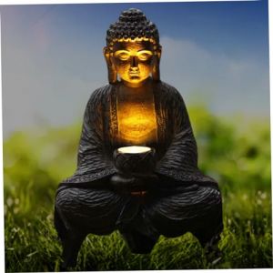 Ornements solaires Bouddha, 10,6 Pouces de la Statue de Bouddha extérieur, Statues de Bouddha de Jardin Zen avec des lumières solaires, Ornements solaires Bouddha pour la Maison de méditation spiritu (HuiHaos, neuf)