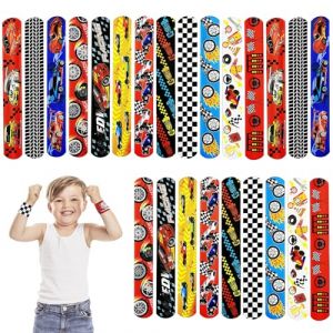 POPOYU 24Pcs Course Slap Bracelet Anniversaire Enfant,Bracelet a Claquer Cadeau d&rsquo;Anniversaire pour Gar&ccedil;ons et Filles Garcon,Cadeau Anniversaire Invites,Slap Bandes Remplisseurs Parti Favors (MUDAMUDA Store, neuf)