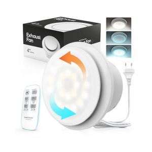 SBONNI Extracteur d'Air 100mm, 11 Effets Lumineux, 6 Vitesses Ventilation, 2 Directions du Vent, Silencieux Ventilateur Extracteur dAir avec Télécommande, Aerateur VMC Salle de Bain Grenier Garage (SeaKing, neuf)