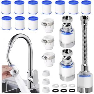 Huucozn Lot de 3 Filtres de Robinet 360 ° Pivotant Filtre eau Robinet avec 10 éléments filtrants en coton PP, Universel Filtre Anti Calcaire Robinet Rallonge de Robinet pour cuisine et salle de bain (NOISY ADRENALINE, UNIPESSOAL LDA, neuf)