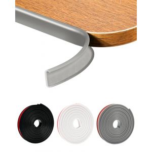 JSIWOTH Bande de Chant en Forme de U 25 mm, Profil de Finition Plan de Travail Auto-Adhésif 5 m, Protection Coin de Table Bébé, Cornière PVC Souple, Bande Caoutchouc pour Meubles, Comptoir, Étagère (WOPAI_USD, neuf)