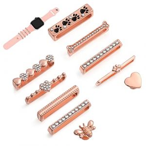 UTHCLO 10Pièces Anneaux Décoratifs pour Bracelets de Montre Silicone Charms Accessoires Élégants pour Intelligentes et Fitness (Dim Lights, neuf)