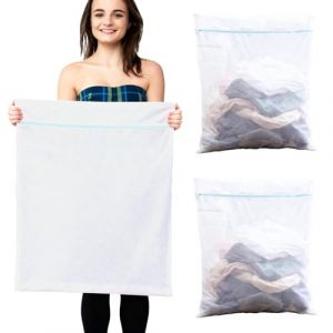 2 Pi&egrave;ces Filet Linge Machine &agrave; Laver, XXL 60x80CM Sac Lave Linge avec Fermeture &Eacute;clair Filet de Lavage pour Rideaux, Manteaux, Linge de Lit, Tapis Protection Contre la D&eacute;formation (YanRongGuan, neuf)