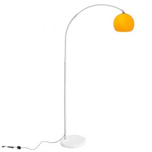 CCLIFE Lampe Lampadaire à arc salon courbée, Lampe arceau moderne en chrome Lampadaire sur pied marbre, Couleur: Orange, réglable en hauteur 145-220cm (CCLIFE Technic GmbH, neuf)