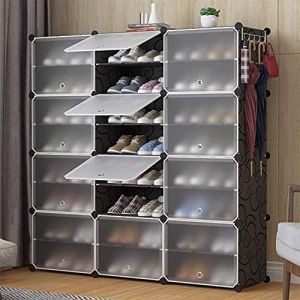 JEOBEST Étagère/Boîte à Chaussures,Range portatif, Noir Tablette modulaire pour Gagner de la Place, Porte-Chaussures pour Bottes, Pantoufles (12 Portes) (Hechheu, neuf)