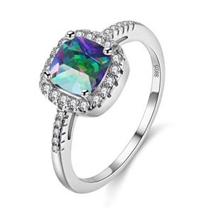Uloveido plaqu&eacute; Or Blanc Anneaux de Diamant Sqaure simul&eacute; pour Femme, sertissage de Bague Solitaire d&eacute;licat (Multicolore, Taille 59,5) Y3100 (Uloveido, neuf)