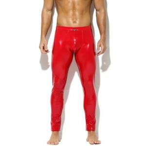 Bodywear4you Legging en cuir synthétique pour homme - Aspect latex laqué - Pantalon moulant - Effet mouillé, rouge, S (Bodywear4you - Versand aus Deutschland., neuf)
