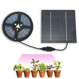 HERCHR Lampes de culture &agrave; &eacute;nergie solaire 5W 5V 5A, 5m de plantes d'int&eacute;rieur poussent des bandes lumineuses avec panneau solaire lampe chauffante solaire portable pour serre de jardin ext&eacute;rieure (YuchooesEU, neuf)