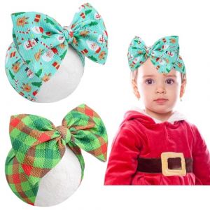 Bandeau Cheveux Bebe Fille, 2 Pi&egrave;ces Bandeaux B&eacute;b&eacute; Fille de No&euml;l, B&eacute;b&eacute; Bandeaux Arc Noeud, Bandeau Bebe Fille Noel, No&euml;l Plaid Doux B&eacute;b&eacute; Bandeaux, Bandeau Bebe Fille, pour No&euml;l Aux Nouveau-N&eacute;s (B) (YUEMAOMO LIMITED, neuf)