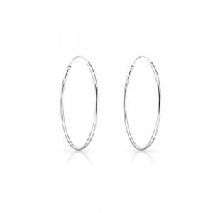 Anneaux - Boucle Oreille - Bijoux Femme Argent - Boucle d oreille - Bijoux Argent Femme - Anneau Oreille Homme - Anneau Oreille Femme - Bijoux Creole - Créole - Anneaux Fins - Bijoux Femmes - 35 mm (DTPSilver, neuf)