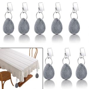 Gativs Marbre Poids de Nappe avec Clips 8 Pièces Nappe Fête Pierre Pendentif Poids de Nappe Marbre Poids Pendentif Nappe Poids de Nappe Marbre Pince Nappe Exterieur Clips pour Fête Camping (Gris) (Gativs, neuf)