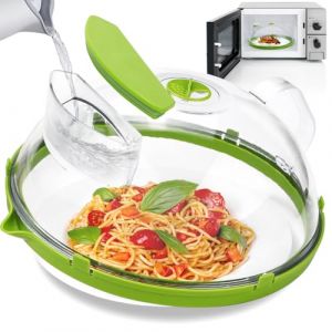 KXVXXV Couvercle Micro Ondes avec Eau, 26 cm Cloche Micro Onde sans bpa avec poignée Idéal pour Les Petits et Grands Micro-Ondes Cloche Transparente Alimentaire (KXVXXV, neuf)