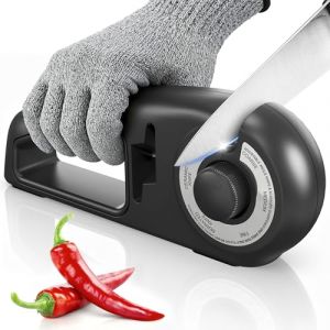 Pietuley Aiguiseur Couteaux 7 en 1, Affuteur de Couteaux Professionnel Eguiseur de Couteau Knife Sharpener pour Couteaux &agrave; D&eacute;couper,Couteaux Dentel&eacute;s,Couteaux en C&eacute;ramique et Ciseaux Cuisine (Noir) (Monroca OU, neuf)