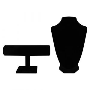 BELLE VOUS Presentoir Collier Buste en Velours Noir et Porte Bracelet en T (2 Pi&egrave;ces) - Presentoir Bracelet et Montres - Id&eacute;ales Pour Colliers, Pendentifs, Chaines et Montres (Tinyyo Europe, neuf)