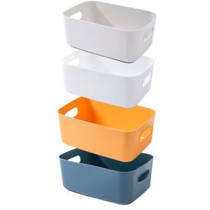 EURXLQ Bo&icirc;tes & Paniers de Rangement Plastique de Haute Qualit&eacute;, Caisse Rangement pour Bain & Cuisine (3 Couleurs, 30x20x12 cm, 4 Pi&egrave;ces) (SMALLCO, neuf)