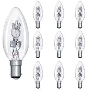 Lot de 10 ampoules halog&egrave;nes &agrave; ba&iuml;onnette 28-40 W 240 V SBC B15, forme flamme, basse consommation, transparence qualit&eacute; &eacute;co (General Lamps Ltd., neuf)