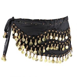 JSMTKJ Ceinture Danse Orientale Femme Fille Foulard Danse du Ventre Hip Scarf Danse pour in Représentations sur Scène, Représentations d'anniversaire, Représentations de Fête (Noir) (CHOUXIAOYA, neuf)