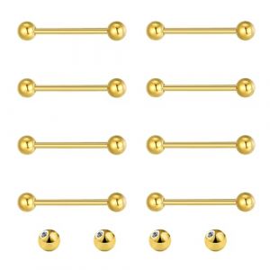 Gojewen 12 pi&egrave;ces piercing langue mamelon acier chirurgical or piercing langue mamelon 12mm (Gojewen Jewelry, neuf)