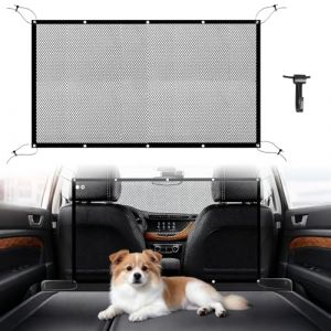 SANLIUBA Barri&egrave;re de Voiture pour Chien,110 Cm x 75 Cm Large Grille de S&eacute;paration pour Coffre Grille pour Chien pour Si&egrave;ge Arri&egrave;re avec Corde R&eacute;glable et Crochets pour SUV, Camions et Voitures (Noir) (SANLIUBA, neuf)