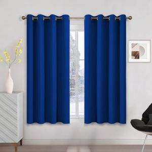 Runy&eacute;la Rideau Occultant Thermique Isolant Anti Froid 120x140 (LxH), Lot de 2 Rideaux Fen&ecirc;tre Opaques Bleu Roi &agrave; Oeillets Anti Chaleur UV Bruit, Int&eacute;rieurs Decoration Dressing Salon Chambre Maison (Runi-EU, neuf)
