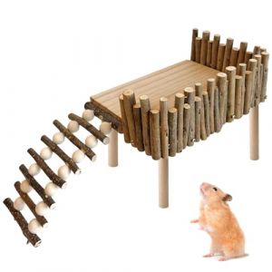 Plateforme pour hamster, plate-forme d'escalade, plate-forme de jeu en bois, accessoire de cage, plate-forme de jouets, petite aire de jeux pour animaux de compagnie, parror, gerbille &eacute;cureuil, rat (IKSETERATA, neuf)