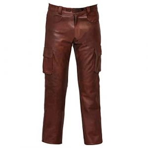 Pantalon en Cuir Homme Punk Slim Fit PU Cuir Biker Pantalon Automne Hiver Décontracté Rétro Gothique Punk Cuir Moto Pantalon Leggings Noir Pantalon Cargo en Cuir pour Hommes, Marron (03), XXXL (Darringls, neuf)