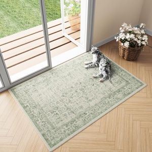 HUGEAR Vert Tapis Interieur Entree Lavable en Machine Tapis Entree Grand Petit Tapis 60x90cm Doux Vintage Descente de Lit AntidéRapant Decoration Chambrel Mangered (RONGBEN, neuf)