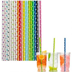 100 pièces Pailles Carton Jetables Biodégradable Recyclable,Point de Mélange Pailles en Papier Kraft de Écologique pour Cocktail Jus Café Smoothie,pour Anniversaire, Mariage, Noël,Douche de Bébé,Fête (TZY Official store, neuf)