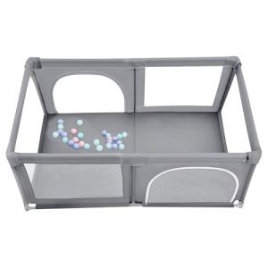 XUANYU Parc B&eacute;b&eacute; Rectangulaire avec Barri&egrave;res et Porte, Parcs de Jeux Pliable en Tissu Oxford, Centre d'activit&eacute;s B&eacute;b&eacute;, Parc Enfant pour Int&eacute;rieur/Ext&eacute;rieur (Gris B 180 x 120 x 66 cm) (XUASHW, neuf)