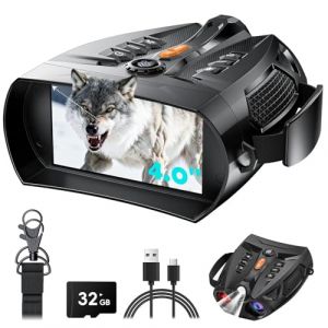 Lunettes de Vision Nocturne, Jumelles de Vision Nocturne SKYBASIC, Zoom num&eacute;rique 10x, &eacute;cran HD 4 Pouces, Batterie Rechargeable 5000 mAh, id&eacute;ales pour l'observation des Oiseaux et la Chasse. (PROFITFORM S.R.L., neuf)