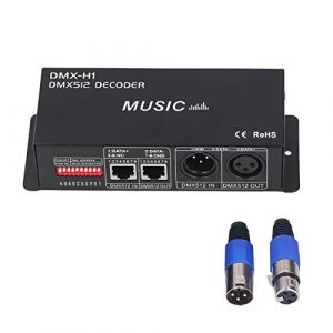 DMX 4CH Digital Display Decoder, Dimming Driver LED DMX512 Decoder for RGBW Strip Light, Adjustable LED Decorder Controller for Sober Hotel Bars (8a per channel) (Qerlong, neuf)