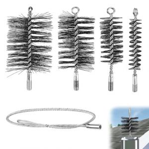 Lot de 4 brosses pour tuyau de po&ecirc;le avec brosses de 30/50/80/150 mm, avec fil d'acier de 1 m et tige de pouss&eacute;e, balai de chemin&eacute;e pour chemin&eacute;e, tuyau de po&ecirc;le et tuyau de fum&eacute;e (Jane Fish Nanjing Technology, neuf)