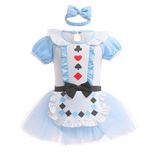 MYRISAM Costume de Carnaval pour Filles de B&eacute;b&eacute; Alice Anniversaire de Princesse Tutu Robe Romper Bodysuit w/Bandeau Tenue de No&euml;l Halloween 3-6 mois (MYRISAM store, neuf)