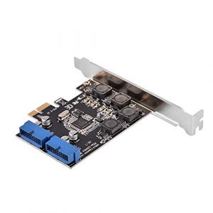 Tosuny Carte Express PCI-E vers USB 3.0 à 2 Ports, Adaptateur de Carte USB 3.0 pour embase 19 Broches PCI-Express à Profil Bas (Pusokei, neuf)