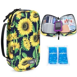 YOUSHARES Sac Isotherme Insuline avec 2 Poche de Glace Insuline, Pochette Isotherme Insuline pour voyage, Trousse Isotherme Transport Medicament pour Stylo Injection, Seringue, TSA Approuvé, Tournesol (Heartorigin-FR Direct, neuf)