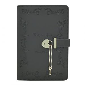 NectaRoy Cahier avec Coeur Forme Cadenas et Clé, A5 Carnet Secret Bloc-notes, Fleurs en relief, Journal en Cuir PU écriture Carnet pour Bureau L'école, Taille de couverture 5,9" x 8,58" (LC online, neuf)