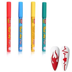 WHYCNJL 4 Pièces Stylo Vernis à ongles avec Pointe de 5 mm et encre Acrylique Stylo art Ongles DIY Ligne art Ongles Graffiti (Rouge, bleu, jaune, vert) (YIN LIJUAN DE OUZHOU DIAN, neuf)