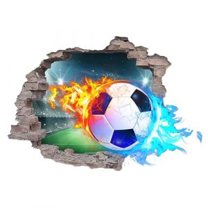 YunBey Stickers Muraux Foot 3D Motif Football Décoration de Chambre d'Enfant Sticker Enfant Garcon Chambre Stickers Football pour Ado Garcon Enfant (Hrroes, neuf)