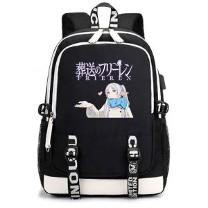 Sageam Anime Frieren: Beyond Journey's End Sac &agrave; Dos Loisir Sac &agrave; Dos Toile Sac de Voyage avec Port de Charge USB et Port Casque (Sageam, neuf)