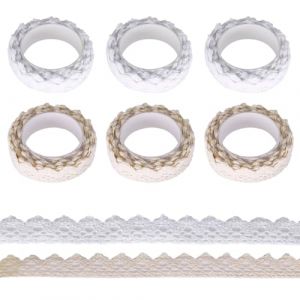 Ruban de Dentelle Beige Et Blanc Ruban Dentelle Auto-adh&eacute;sif en Coton Autocollante Vintage Floral Couture Rubans Autocollante D&eacute;coration Pour DIY Mariage D&eacute;co Scrapbooking D'anniversaire (Combo) (ZENGSI, neuf)