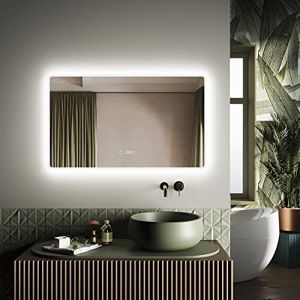 SIRHONA Miroir de Salle de Bain Miroir LED AVCE éclairage intégré Blanc Froid (90x70, style6,Contrôle des lumières) (ELLIPSE sanitaire, neuf)