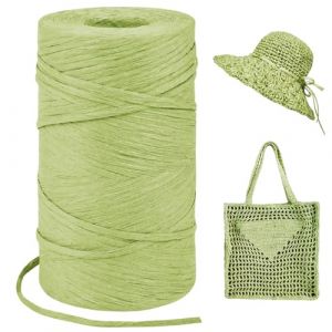 LEREATI Rafia Naturel Bobine 3mm x 300m Raphia à Crocheter Rafia Crochet, Fil de Raphia à Crocheter pour Sac, Chapeau, Paniers, Emballage Cadeau, Bricolage Décoration (Vert Fruit) (LEREATI, neuf)