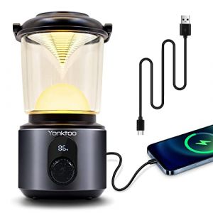 Yonktoo Lampe de camping 10400 mAh,Batterie USB C,Rechargeable,Avec 5 modes d'éclairage et écran LCD,Lumière de camping IPX5,Étanche,Pour la randonnée, les urgences, la batterie externe, le camping (YD Tech, neuf)