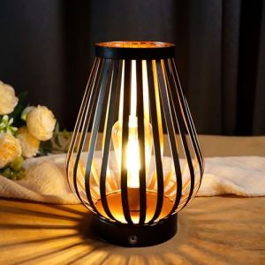 JHY DESIGN metal cage LED lanterne 20cm de hauteur aliment&eacute; par batterie sans fil LED edison ampoule de style parfait pour la f&ecirc;te de mariage &eacute;v&eacute;nement patio int&eacute;rieur ext&eacute;rieur d&eacute;coration de No&euml;l (JHY DESIGN, neuf)