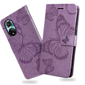 DENDICO Coque pour Huawei Honor 50 5G / Huawei Nova 9, Papillon Imprim&eacute; Housse en Cuir PU Magn&eacute;tique Portefeuille, &Eacute;tui &agrave; Rabat pour Huawei Honor 50 5G / Huawei Nova 9, Violet (DENDICO, neuf)