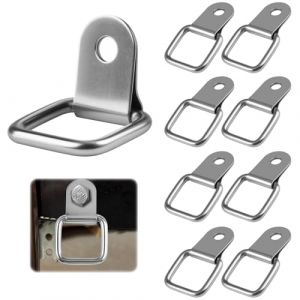 Zyren 8 Pi&egrave;ces Anneau d'arrimage Solide en D, Anneau Arrimage - Portant 200 kg - Anneaux d'arrimage en Acier Inoxydable, Crochet Arrimage pour Remorque, Camion, Bateau et Cargaison, Argent (RENhailong, neuf)
