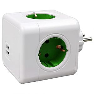 Prise USB Multiple, Multiprise Murale Cube 4 Prises avec 2 USB Secteur, 6 en 1 Bloc Multiprises USB, Multiprise Electrique Murale USB Chargeur pour Domicile, Bureau (TJX-1978, neuf)