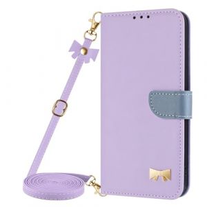 Belzsxy Coque avec Cordon Collier pour R&eacute;glable Honor X5C Plus,Coque Etui avec Carte &agrave; Rabat Clapet Portefeuille en Cuir Pochette Antichoc Flip Case &Eacute;tui Cover Housse Protection Compl&egrave;te,Violet (Belzsxy, neuf)