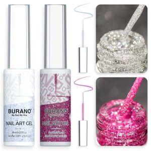 BURANO Vernis Gels Semi Permanents, Argent Or 2 bouteilles 8ml Liner Nail UV LED vernis à ongles Gel, Manucure & Pédicure Liner UV Gel (rose) (BURANO Direct, neuf)