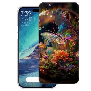 WUACYEAMING Coque pour Honor 6C Pro Pouces,Anti-Jaunissement Étui de Protection Antichoc,Motif Étui Finition Premium Silicone Housse Cover TPU Transparente-(Fleurs Papillons) (WUACYEAMING, neuf)